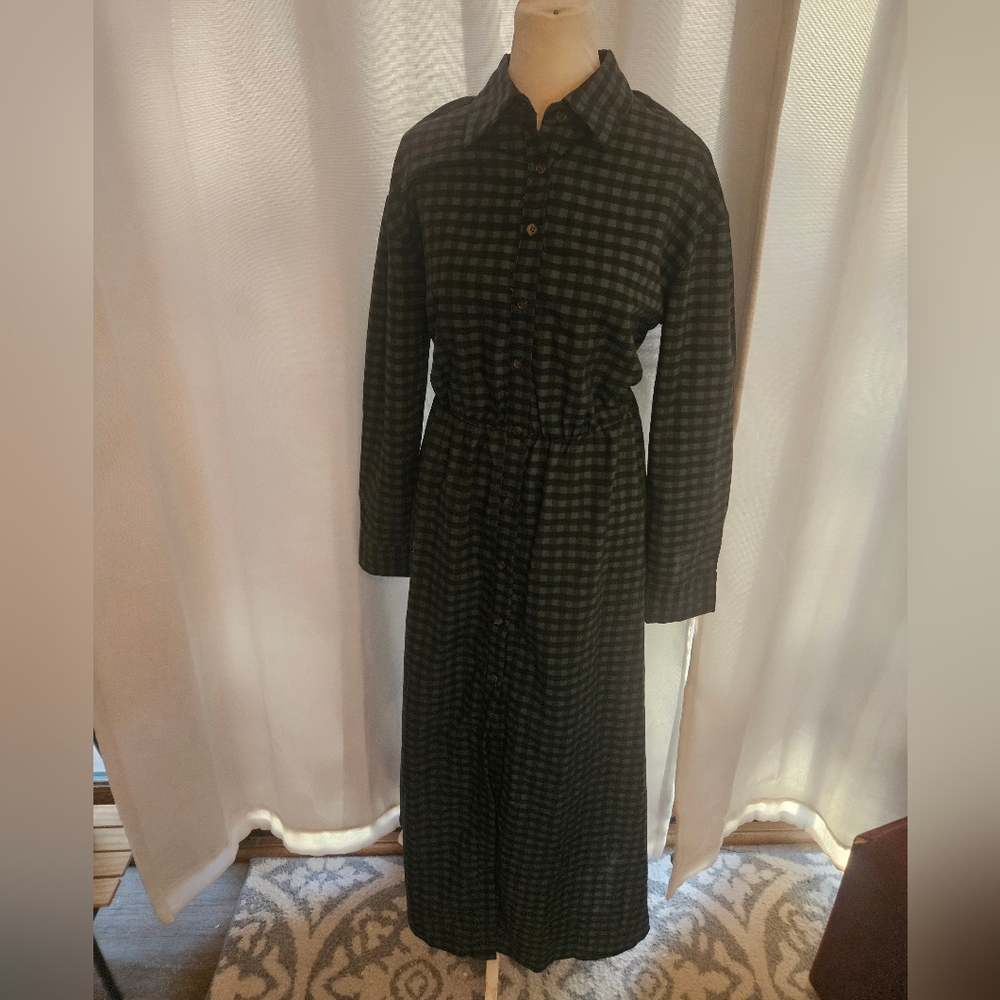 Black and  Blue Checkered Long Sleeve Dress NWT Modesees Small